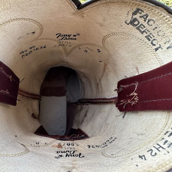 Vintage Tony Lama Roper Boots Womens Size 4.5 B Red Taylor Swift Rodeo Workwear - Picture 9 of 12